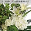 Designer&#039;s Choice arrangement using our freshest seasonal flowers in whites and greens
