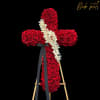 This gorgeous red rose BP Standing Cross is a beautiful symbol of