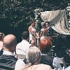Classical white flowers 2 swags wedding ceremony arch