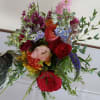 Beautiful bright summer mix colors garden flowers bridesmaids handtied bouquet