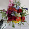 Beautiful bright summer mix colors garden flowers bridesmaids handtied bouquet