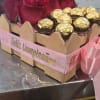 Pink ribbon  with red roses and chocolate  with personalized ribbon
