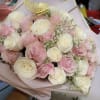Round White and Pink rose bqt