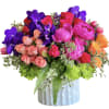A simple yet super cool arrangement of fragrant purple hyacinth, purple vanda