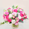 Harmonious shades of pale pink, hot pink and white, join together to