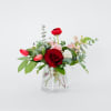 Classic Valentine&#039;s colors in a modern glass vase.