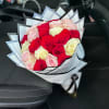 Classy bouquet with beautiful pink, white and red roses.
