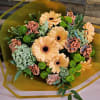 Brighten someone&rsquo;s day with this vibrant bouquet featuring cheerful peach gerbera daisies