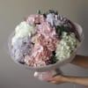 The photo shows the standard size.

Bouquet of mixed hydrangeas.
