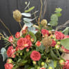 Garden Spray Roses with curly willow, a pod or queen lace, with