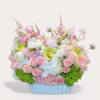 A modern and sweet arrangement of beautiful pink blooms.