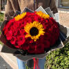Perfect rose and sunflower bouquet that speaks for itself!