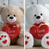 With this big Valentine bear comes with a sequin heart, paws and