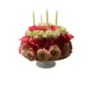 Birthday Flower Cake is made of fresh flower blooms and birthday candles