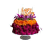 Birthday Flower Cake is made of fresh flower blooms and birthday candles