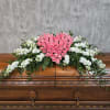 Signify your love with our red rose heart casket spray. This casket