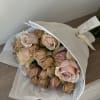For the neutral lover. 12 dozen quicksand roses and Sahara spray roses