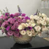 The blending of hues from different shades of vibrant purples fading into