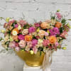 XL floral arrangement in a Golden vase. Spring flower, very bright and