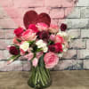 SPARKLE IN A SWEET ASSORTMENT OF LIGHT PINK ROSES, WHITE FREESIA, LIGHT