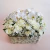 Check out our a beautiful basket!
This wicker basket is overflowing with white