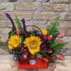 Flowers in a purse!

Purse colors options:
Natural (Brown) (Deluxe &amp; Premium Only)
Turquoise
Baby Blue
