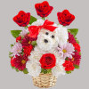 Talk about puppy love! Crafted from lasting white carnations, our canine cutie