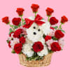 Talk about puppy love! Crafted from lasting white carnations, our canine cutie