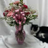 Pink Carnations, hot pink carnations, pink snapdragons, pink alstromeria, &amp; babies breath
