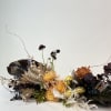 - Stunning fall arrangement with warm chrysanthemums
- Deep-toned accents and delicate white