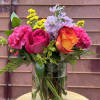  Pink Roses, Peach roses, carnations, saladego, green Hydrangeas