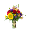 A lovely bright colored mixture of  garden flowers , and other