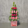 I Heart U - one dozen pink roses uniquely designed. Arrangement (flowers