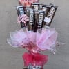 Candy filled vase with full size candy bars