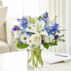 Capture the peaceful effects of the colors white and blue with the