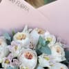Bouquet of David Austin roses, tulips and eucalyptus 