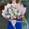 Bouquet of David Austin roses, tulips and eucalyptus 