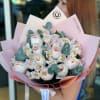 Bouquet of David Austin roses, tulips and eucalyptus 