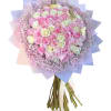 Surprise them with a beautiful bouquet of pink and white roses wrapped