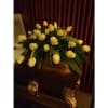 Solid predominant1 color  yellow family casket spray covering a 1-2 couch