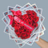 25 red roses specially wrapped with hello Kitty paper. Shaped like a