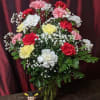 A bouquet with colorful carnations symbolizes the radiating and unconditional love from
