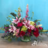 This arrangement expresses earnest respectful love for a sophisticated woman. It is