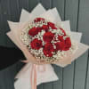 12 classics red roses with baby breath   