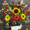 Our Signature Royalty Box 20x20 Red Roses and Sunflowers in a Beautiful