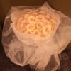 The standard size bouquet includes 2 dozen stems premium white roses. The