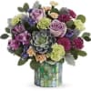 This unique mosaic glass cylinder lends an organic feel to this extraordinary