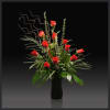 one doz. red roses are presented in different styles. 