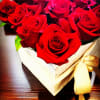 This eye-catching arrangement offers a modern twist on the classic dozen. Rustic