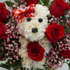 Includes Red Roses, Carnations, baby breaths, and mixed greenery 

Square Plush Box